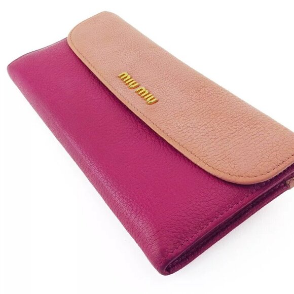 MIU MIU Purse Bicolor Pink Goat Skin Authentic